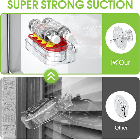 Window Hummingbird Feeder, Strong Suction Cup Hummingbird Feeder with 4 Feeding Ports, Easy to Clean and Refill Plastic Humming Bird Feeder, 1 Pac...